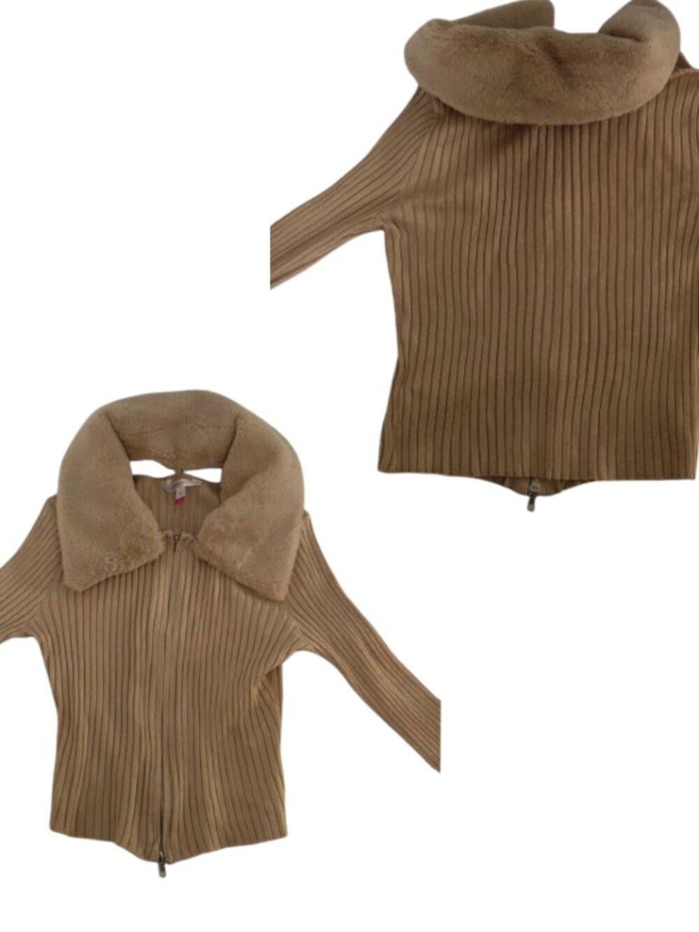 Faux Fur trim cardigan blouse